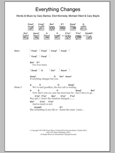 Everything Changes by Take That - Guitar Chords/Lyrics - Guitar Instructor