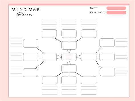 Printable Mind Map Planner Idea Board Mind Map Template Brainstorm Map Action Plan Mind Map ...