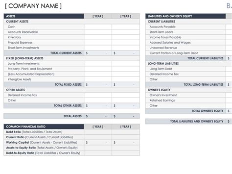 Business Balance Sheet Template | Excel Templates