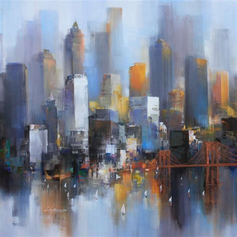 Wilfred Lang - 08_New York | City painting, Abstract art painting, Modern landscape painting