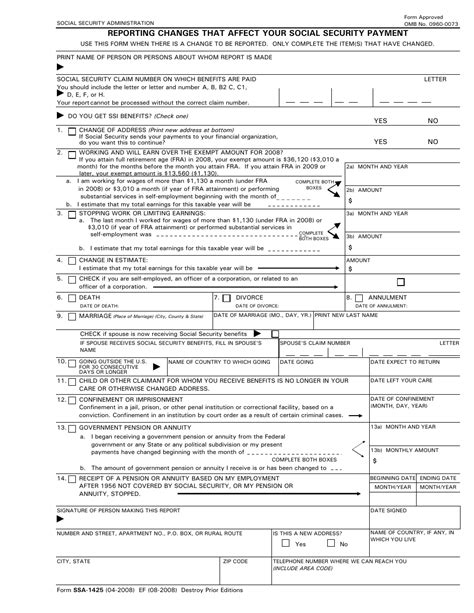 Form SSA-1425 - Fill Out, Sign Online and Download Fillable PDF ...