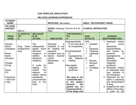 DRUG STUDY (with the different medications) - CON TEMPLATE DRUG STUDY RELATED LEARNING ...