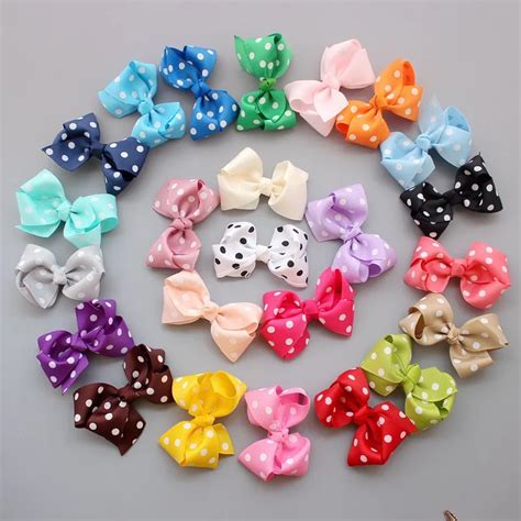 100 pcs/lot , Polka Dot Ribbon Bow, Hair Bows Hair accessories-in Hair Accessories from Mother ...