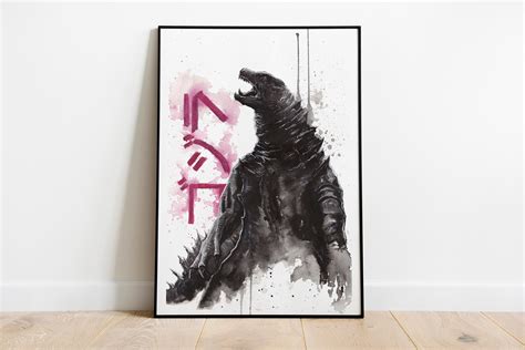 Godzilla Art Print, Kaiju Illustration, Sci-fi, Monster Prints, Artwork ...