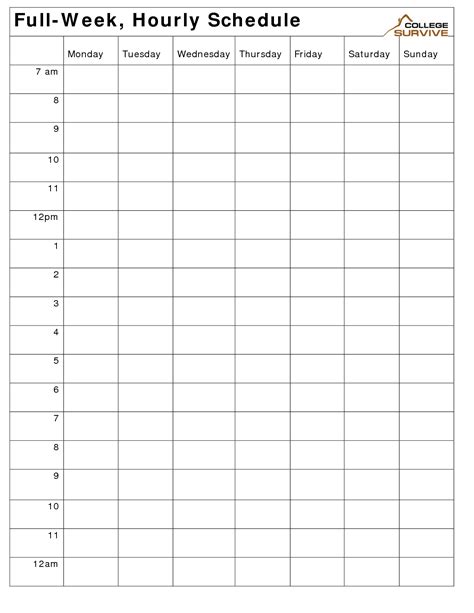 Printable Weekly Hourly Schedule Template … | Daily calendar template ...