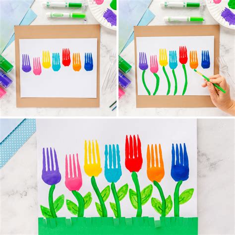 Fork Painted Flowers - Made To Be A Momma