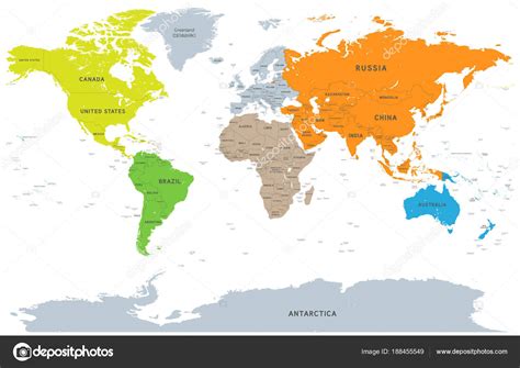 Mapa Do Mundo Detalhado Do Vetor Com Continentes Coloridos Ilustracao | Porn Sex Picture