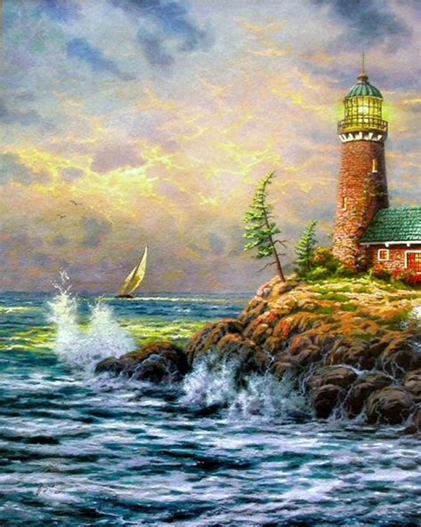 Lighthouse Pictures Thomas Kinkade | Click to see large picture ...