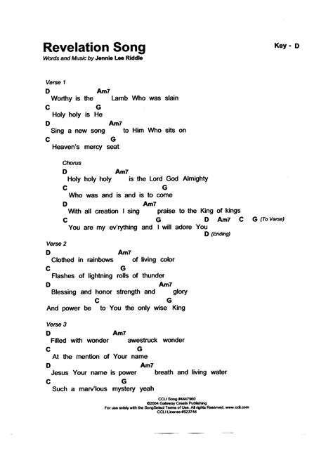 Elias Reese Buzz: Revelation Song Chords In G