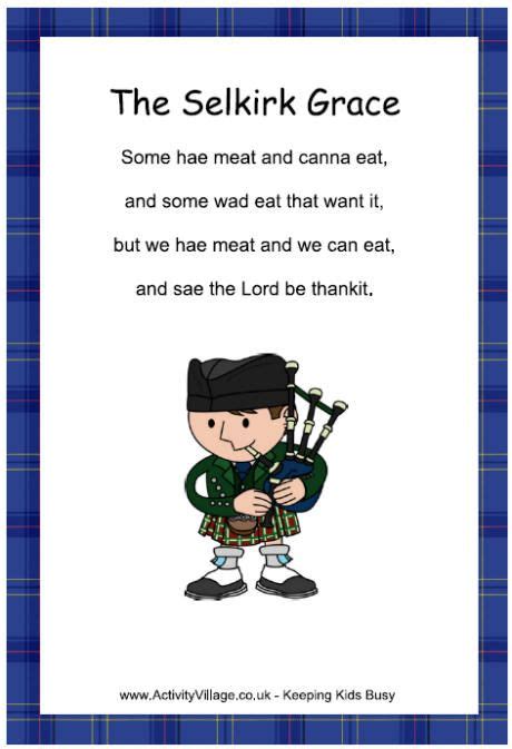 Printable Selkirk Grace for Burns Night Celebration