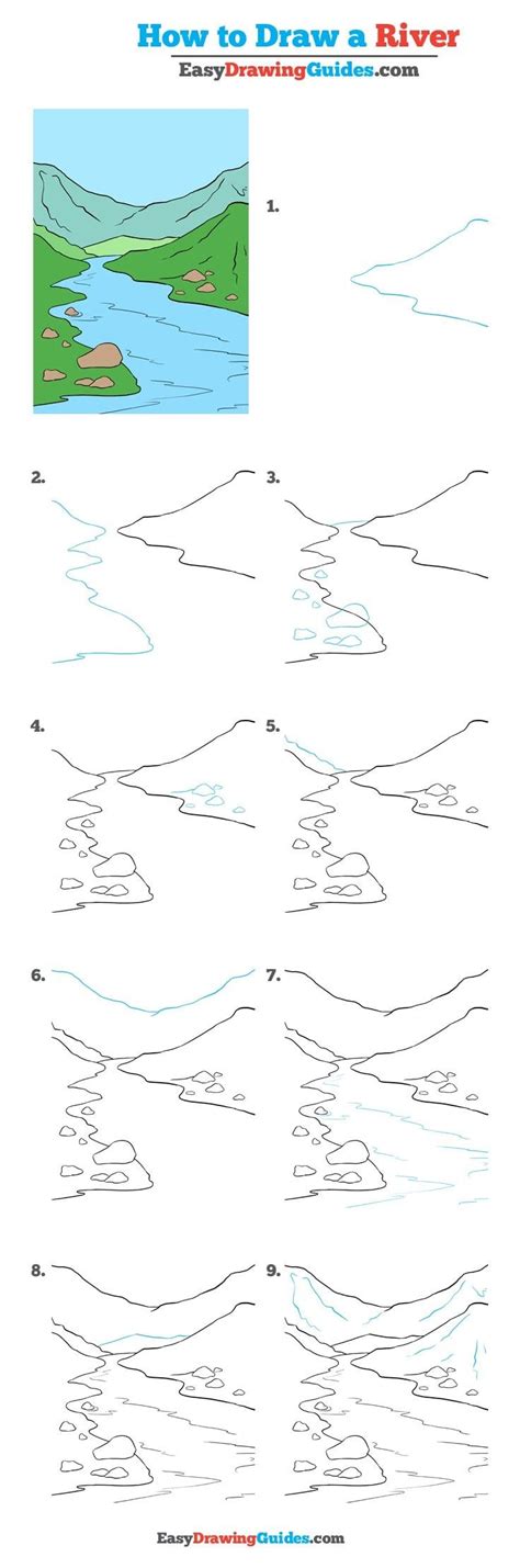 How To Draw A River Step By Step