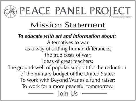 Peace Panel Project: Mission Statement