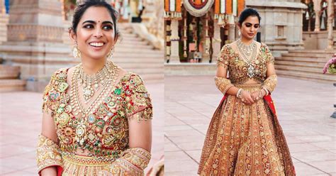 Isha Ambani's Red Lehenga Blouse with Jadau Jewelry by Sandeep Khosla