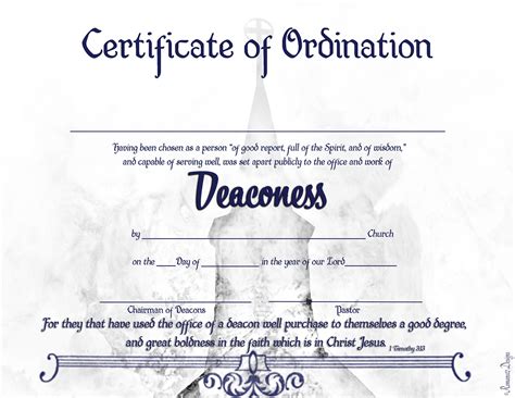 Certificate of Ordination Deaconess Downloadable Printable - Etsy India