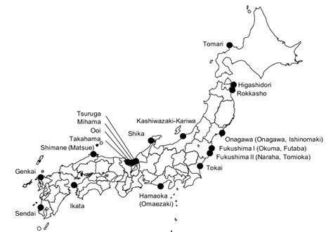 Location of nuclear power facilities in Japan, 2010 | Download ...