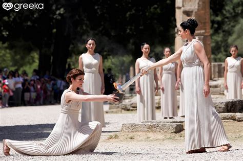 The lighting of the Olympic Flame in Olympia Greece | Greeka