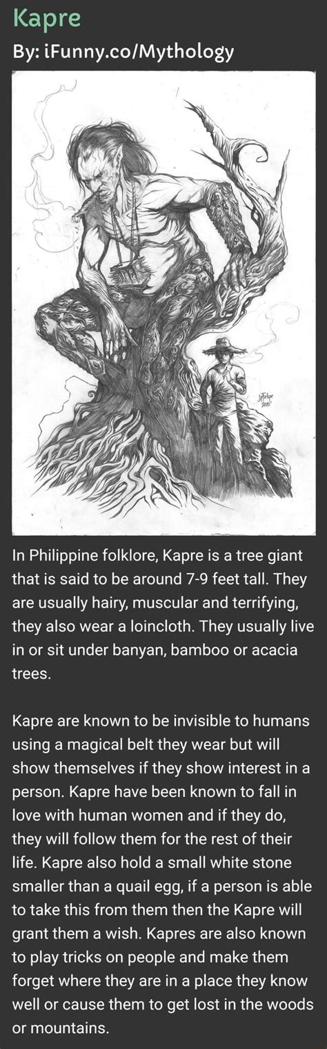 Kapre By: iFunny.co/Mythology In Philippine folklore, Kapre is a tree ...