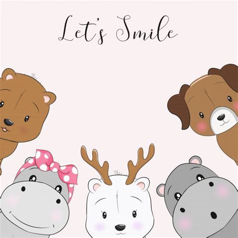 Premium Vector | Cute cartoon animals smile | Cute cartoon animals, Cartoon hippo, Cartoon animals