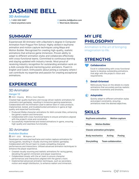 3 3D Animator Resume Examples & How-To Guide for 2024