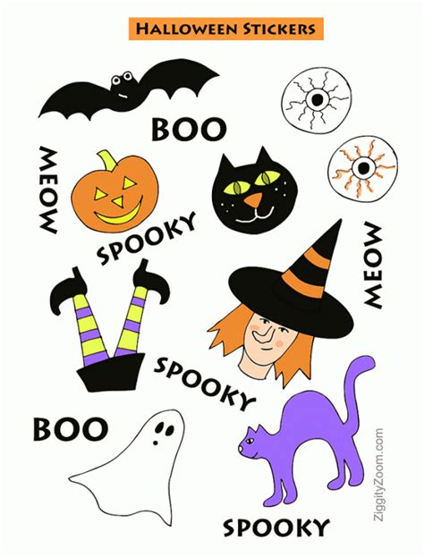 Printable Halloween Stickers - Ziggity Zoom Family