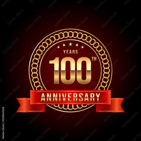 100th Anniversary. Anniversary logo design with gold color text and red ...