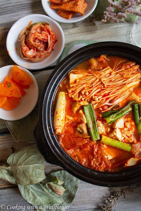 Korean Style Spicy Vegetable Tofu Soup - Cooking with a Wallflower