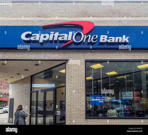 New York, NY, USA - May 17, 2019: Exterior of Capital One Bank branch ...