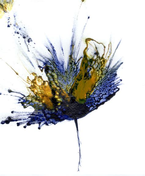 Abstract Flower Navy Blue Yellow 1 Painting by Catherine Jeltes - Fine Art America