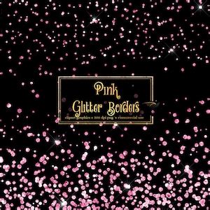 Pink Glitter Borders Clipart Pink Glitter Png Overlays Clip | Etsy