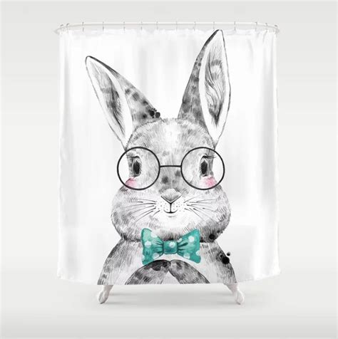 Rabbit Shower Curtain Bunny Shower Curtain Rabbit Decor - Etsy