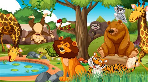 Wild animals in the jungle 1969924 Vector Art at Vecteezy