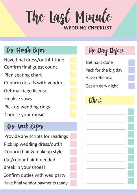 GRAB THIS FREE PRINTABLE LAST MINUTE WEDDING CHECKLIST | Bespoke-Bride ...