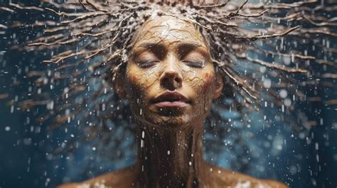 A captivating portrait of a person composed entirely of cascading water ...