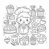 Coloring Pages Baking Cookbook Food Worksheet School Colouring  sketch template