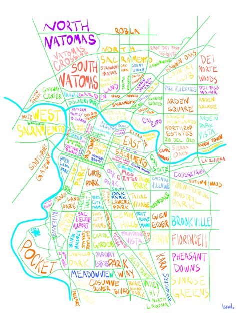 Sacramento Neighborhood Map small or Large Print - Etsy