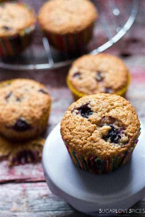 Spelt Flour Muffins with Saskatoons and Blueberries - SugarLoveSpices | Recipe | Berries recipes ...