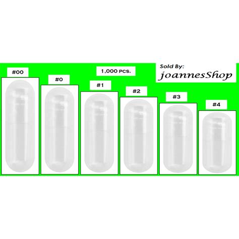 Empty Capsules (gelatin) natural colors in four sizes #00, #0, #1, #2 ...