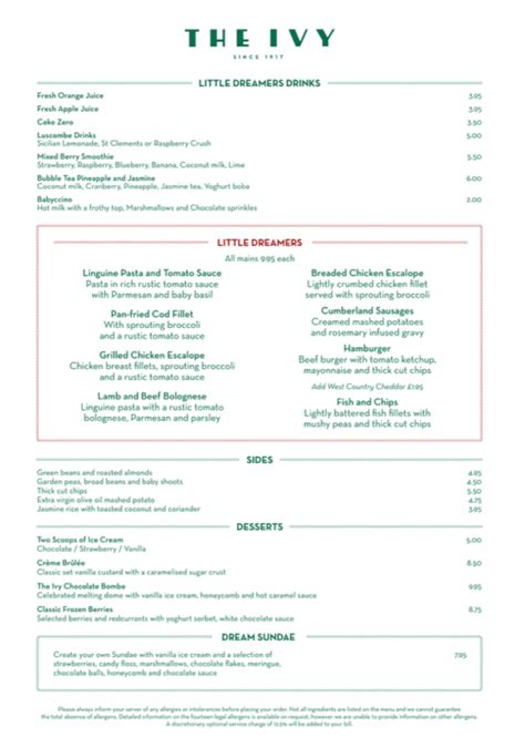 The Ivy Montpellier Brasserie Cheltenham's full menu online