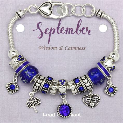 Sapphire September Birthstone Charm Bracelet Murano Beads, Pandora ...