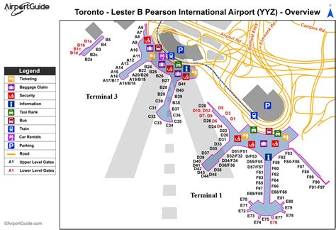 Pearson airport map - Toronto pearson map (Canada)