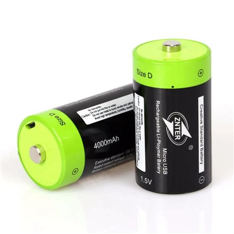 ZNTER 1.5V 4000mAh Battery Micro USB Rechargeable Batteries D Lipo LR20 ...