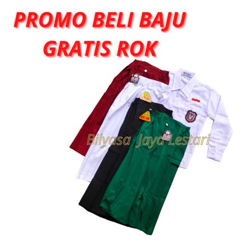 Promo Baju Sekolah Setelan Seragam SD MI Merah Putih Hijau Perempuan ...