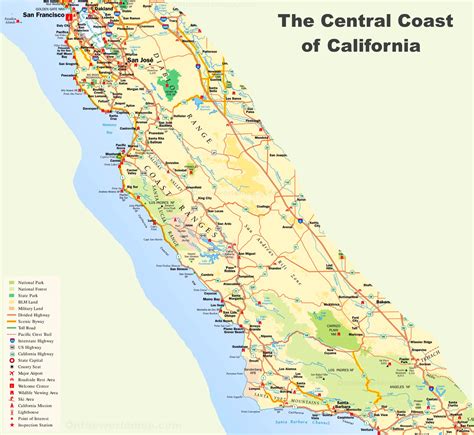 California Central Coast Map - Ontheworldmap.com