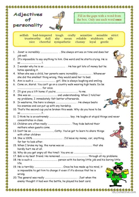 Adjectives of Personality: English ESL worksheets pdf & doc