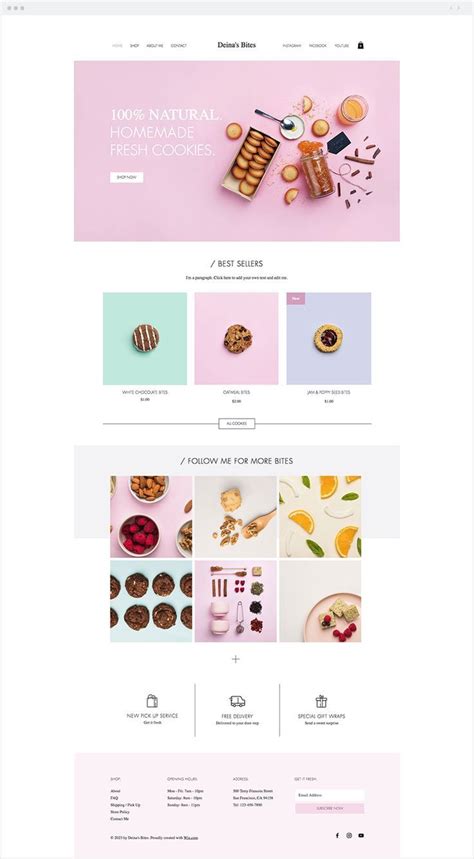 Homemade Cookie Store Website Template. Website Design Inspiration for Elizabeth Ellery #websit ...