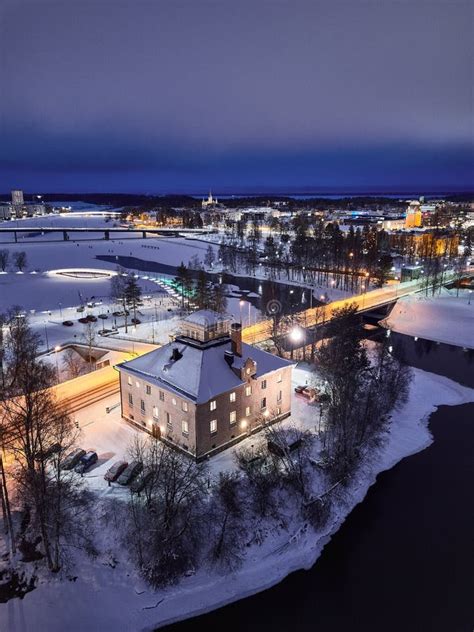 Aerial View of Evening City Joensuu in Winter, Finland Stock Photo - Image of cityscape ...