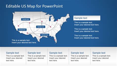 US PowerPoint Map with Routes - SlideModel