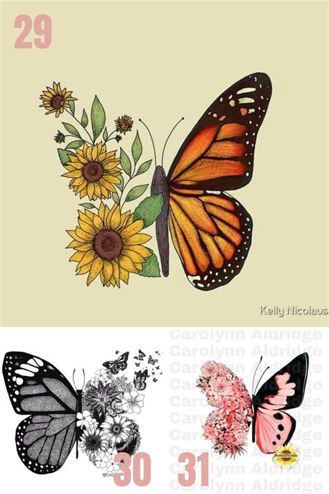 31 Beautiful Half Butterfly Half Flower Tattoo Ideas - tattooglee ...