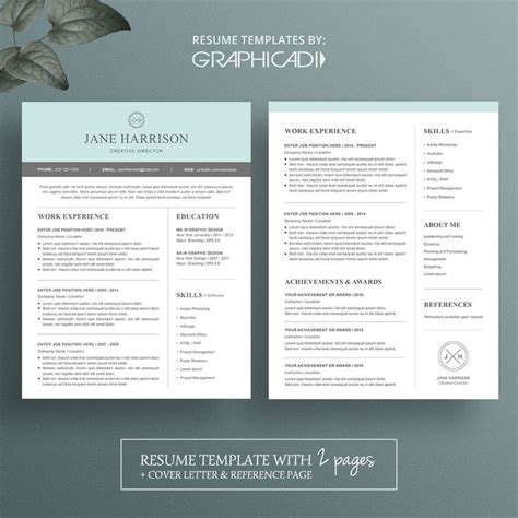 Modern Resume Template - Cover Letter - Word Resume Template – Resume Template Word - CV ...