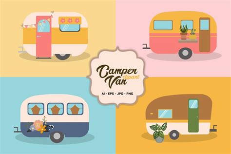 Camper van vector clipart